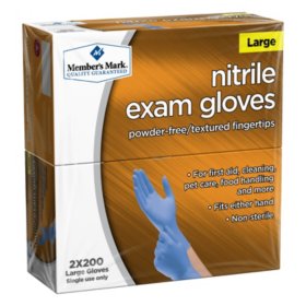 Member's Mark Nitrile Powder Free Single Use Exam Gloves, Large 400ct