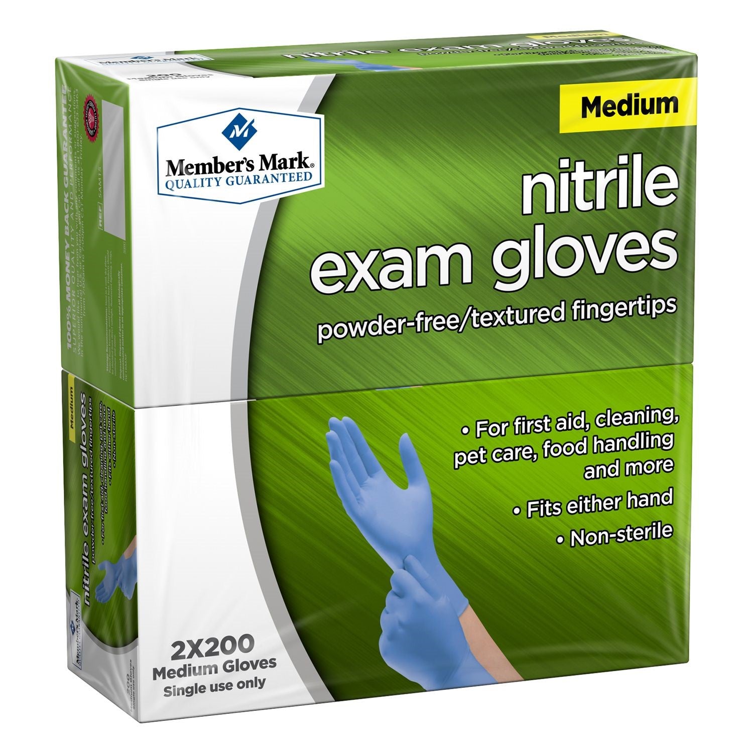 Member's Mark Nitrile Powder Free Single Use Exam Gloves, Medium 400ct