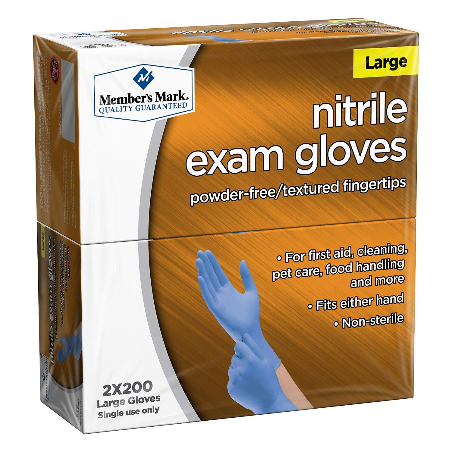 Member's Mark Nitrile Powder Free Single Use Exam Gloves, Large 200ct