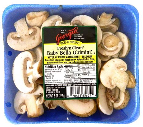 Fresh Mushrooms, Whole - 8 Oz.