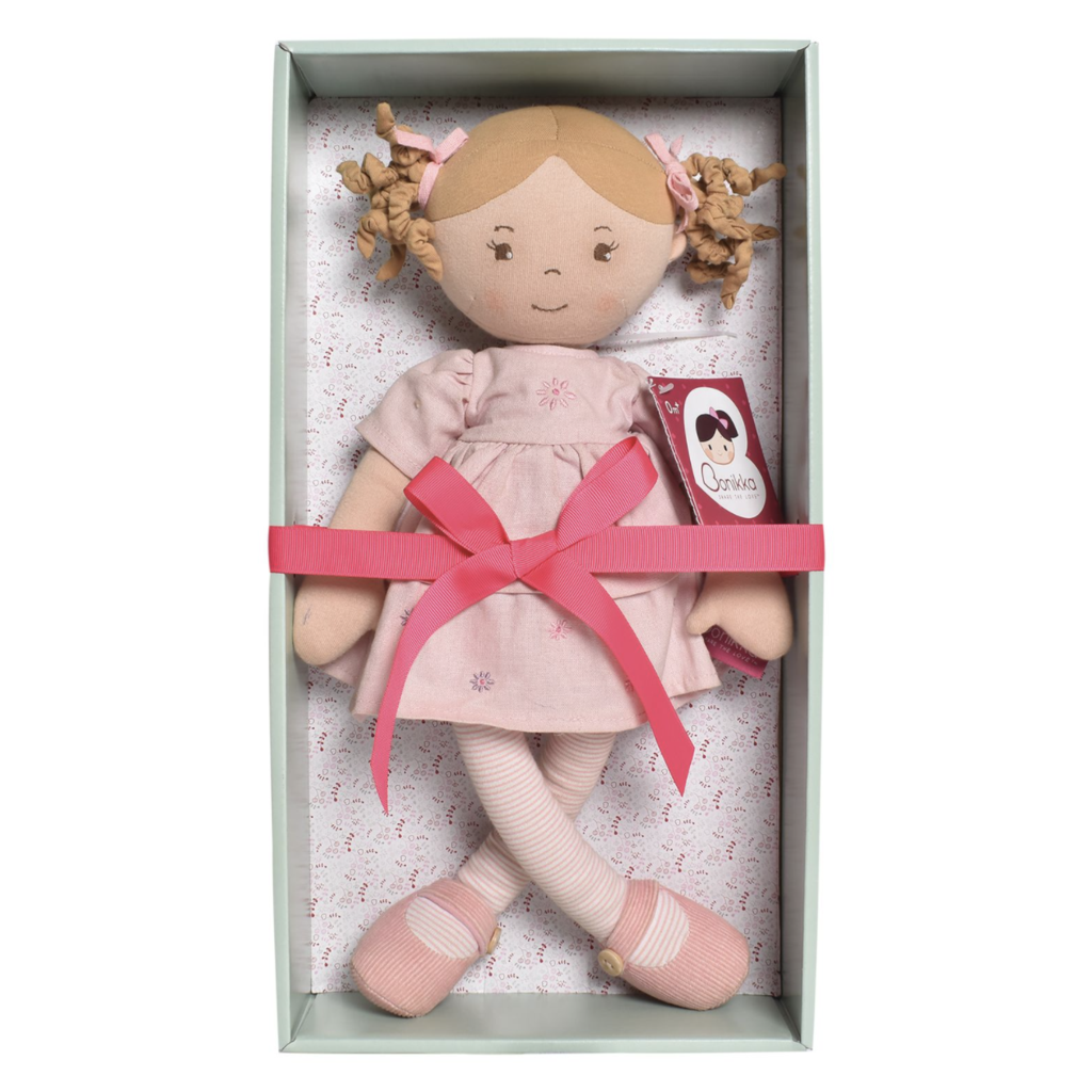 Bonikka Amelia Doll in Pink Linen Dress w/Display Box