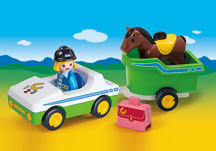 Playmobil 1.2.3. Car With Horse Trailer Item 70181