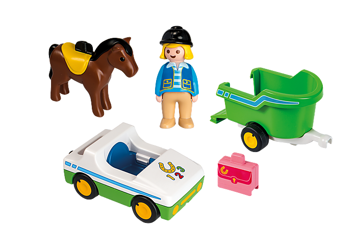 Playmobil 1.2.3. Car With Horse Trailer Item 70181