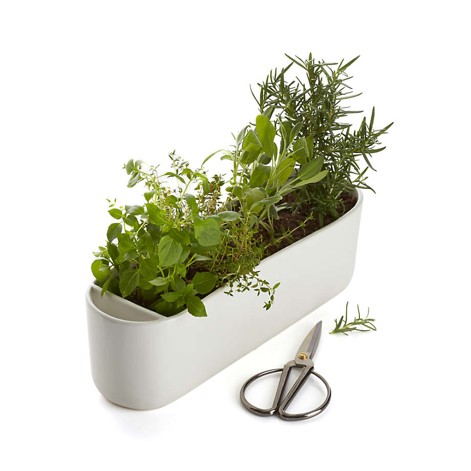 White Herb Planter w/ Scissors