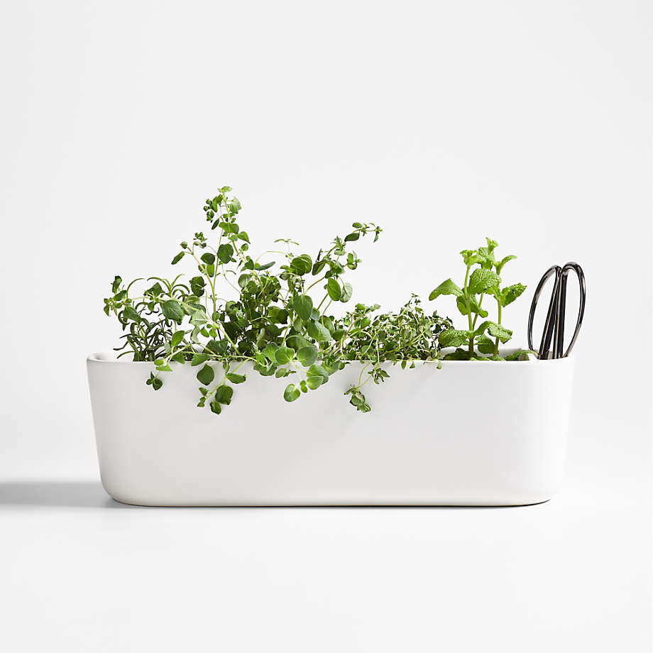 White Herb Planter w/ Scissors