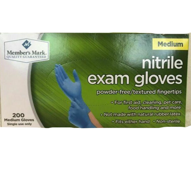 Member's Mark Nitrile Powder Free Single Use Exam Gloves, Medium 200ct